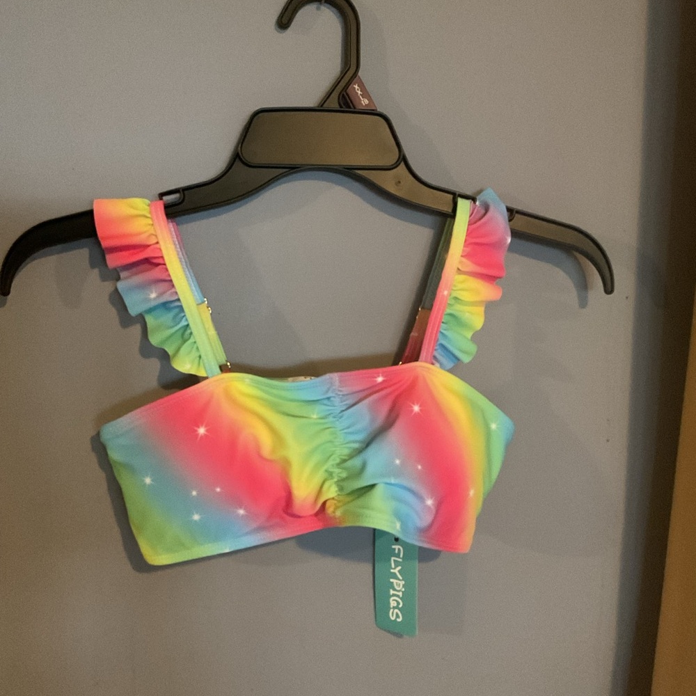 Colorful Ruffled Bikini Top